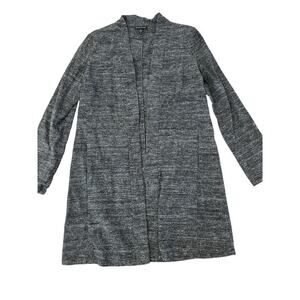Eileen Fisher Silk/Linen Blend Open Front Cardigan Dark Gray with speckles small